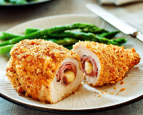 Easy Chicken Cordon Bleu Recipe excerpted from "America's Test Kitchen Light & Healthy 2011" (America's Test Kitchen; $35) Photo credit: Carl Tremblay plee   Original Filename: SFS_easy_chicken_cordon_bleu_015.jpg